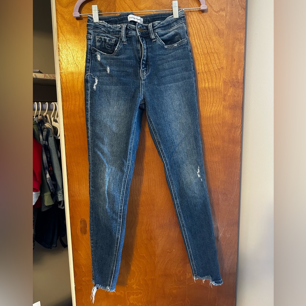 Flying Monkey Dark Wash Skinny Jeans with Subtle Distress